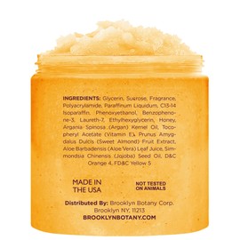 Brooklyn Botany Peach Bellini Honey Sugar Scrub for Body 10 oz – Deeply Hydrating and Gently Exfoliating Body Scrub for Women and Men – Moisturizing and Nourishing the Skin
