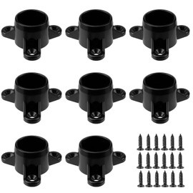 Antrader PVC Table Leg Cap Fittings Furniture Grade Rod Holder,8Pcs Table Screw Caps PVC Fittings White Screw Tab Caps with Mounting Screws, Fits for 1 Inch PVC Pipe,Black