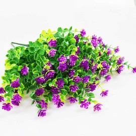 YOSICHY Artificial Flowers, Fake Outdoor UV Resistant Plants Faux Plastic Greenery Shrubs for Outside Hanging Planter Home Kitchen Office Wedding Garden Decor(Fushia)