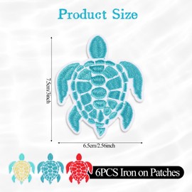 6 Pcs Sea Turtle Iron on Patches Tropical Ocean Animals Embroidered Iron on Patch Summer Beach Cute Hawaii Decorations Repair DIY Crafts for DIY Clothing Jeans Backpacks Hats Backpacks