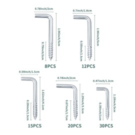 Ticway 85 Pieces Galvanized Spiral Hooks Set - 5 Sizes Heavy Duty Self Tapping Hooks for Home, Garage or Office (Silver)