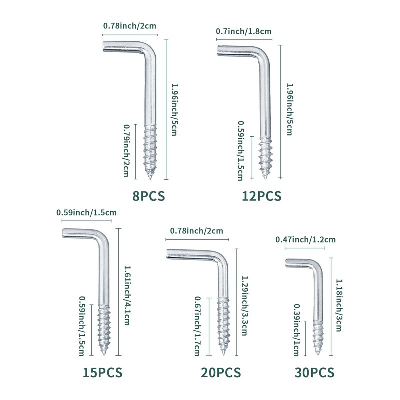Ticway 85 Pieces Galvanized Spiral Hooks Set - 5 Sizes