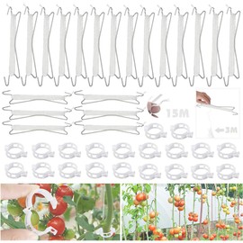 MEISHANG Tomato Hooks with Cord, Pack of 20 Tomato Hooks with 20 Practical Plant Support Clips, Tomato Hooks, Vegetable Hooks, Tomato Hooks, Tomato Hooks Metal, Tomato Hook Set for Hanging Tomatoes