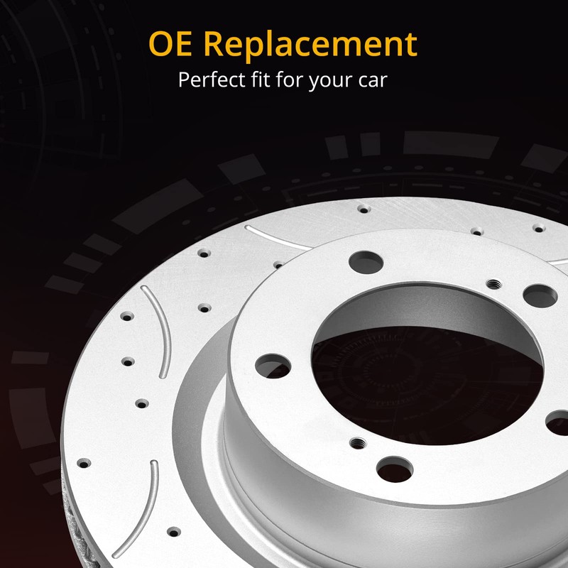 GarveeTech Front Brake Rotors, Drilled and Slotted Brake Rotors for