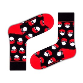 Love Sock Company Colorful fun Christmas Patterned Organic Cotton crew socks for women (Santa Black)