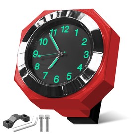 LEKEFETO Motorcycle Watch Waterproof Motorcycle Bicycle Watch Luminous Motorcycle Watches for Handlebars Clock Motorcycle Bicycle Accessories Diameter 22-26 mm - Red