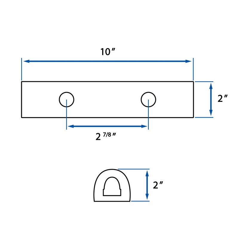 Rubber Bumper Strip, Universal 10" x 2" x 2" inch