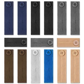 15Pcs Waist Extender for Pants Jeans, Elastic Button Extenders 2 and 3 Button Holes Waist Extenders Pregnancy Pants Extender for Different Kinds of Pant (7 Colors)
