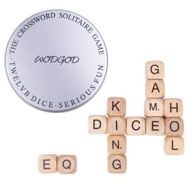 WodGod Crossword Dice Game for Adults – 15 Wooden Letter Dice for Strategic Play, Language Practice & Travel Use