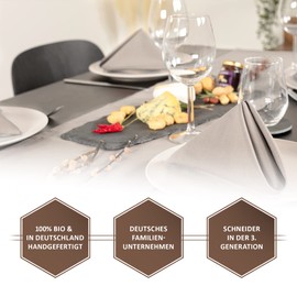 Chambry Table Runner 100% Organic Cotton Beige 40 cm x 240 cm Choice of Size and Colour Made in Germany Elegant High-Quality Table Linen Oeko-Tex Certified