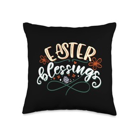 Egg Chocolate Easter Bunny Easter Blessings Bunny Resurrection Day Sunday Egg Throw Pillow, 16x16, Multicolor