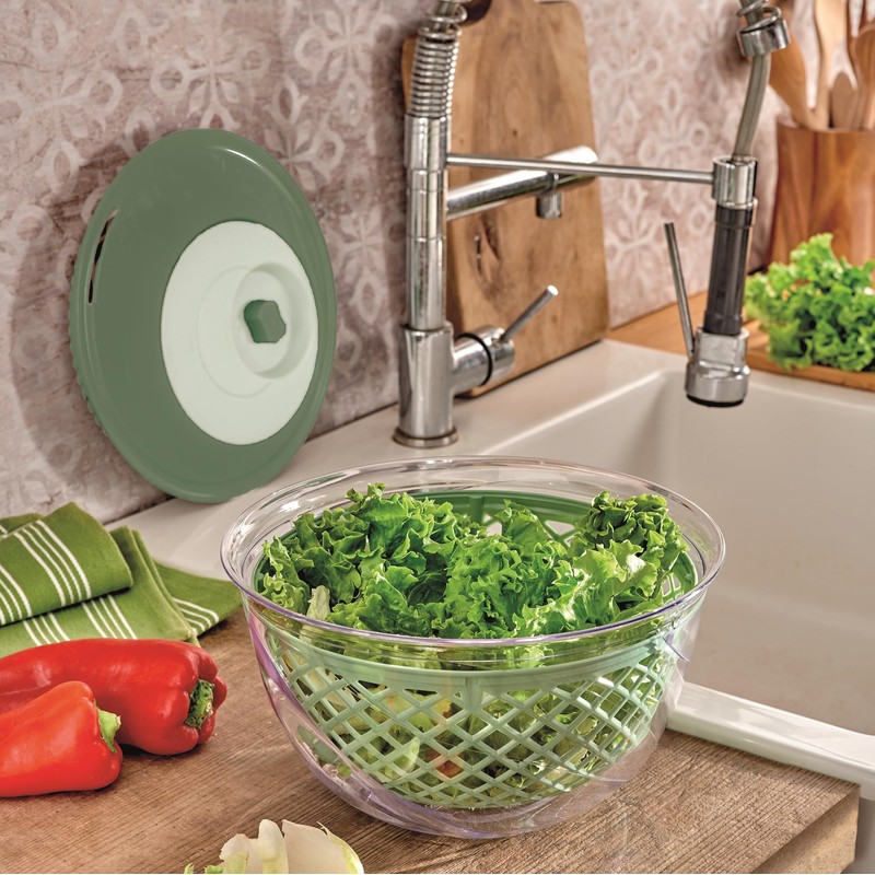 Snips Spin & Serve, Salad Spinner, 4 LT, Green, Made