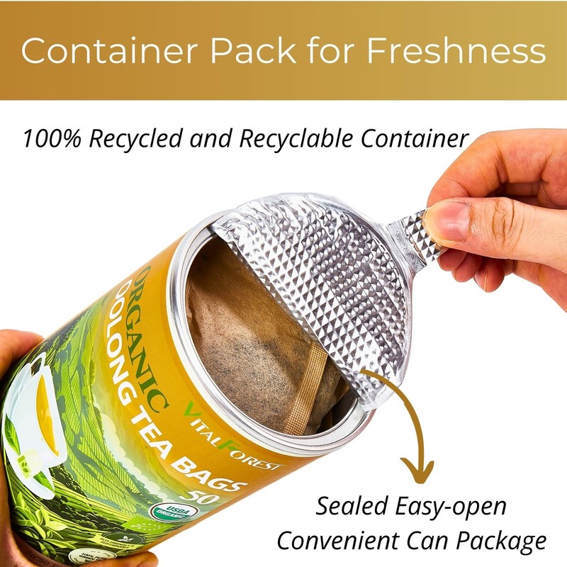 USDA Organic Oolong Tea Bags, 50 Count, Unbleached, ECO-Conscious Chinese