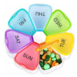 Weekly Pill Organizer, Large Daily Pill Case Portable Travel 7 Day Pill Box Dispenser with Large Compartments and Rainbow Lids Container for Pills/Vitamins/Fish Oil - Colorful