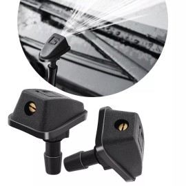 My-carlight 2Pcs Car Windscreen Water Spray Jets Washer Nozzles Adjustable Accessories Black