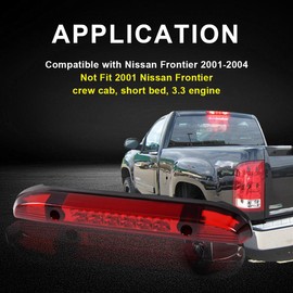 PIT66 LED 3rd Brake Lights Compatible with Nissan Frontier 2001 2002 2003 2004 Rear High Mount Stop Parking Lights Assembly Third Brake Cargo Lamps White housing Red Lens