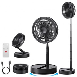 Portable Foldable Oscillating Desk Fan, 8.6" Standing Fans with Remote Control, 4 Modes/Timer-8000mAh Battery Powered USB Rechargeable, Quiet Cooling Small Pedestal Ventilador for Sleep Camping Travel