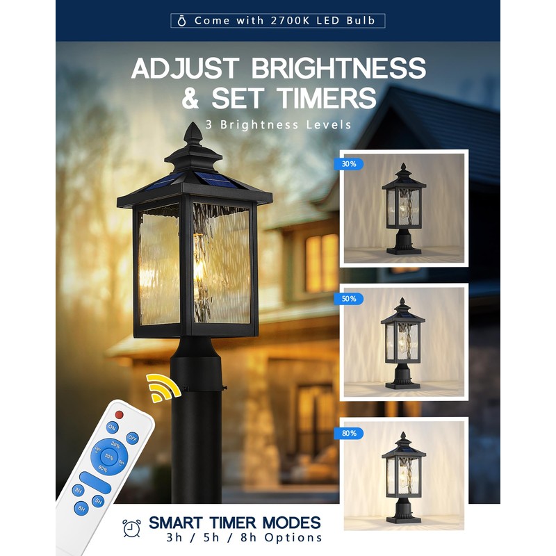 Solar Post Lights Outdoor, 17" Dusk to Dawn Lamp Posts