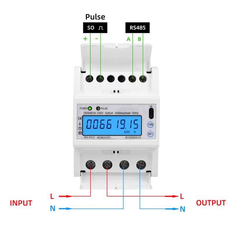 DDS6619-015 Single Phase Energy Meter 4P Multi Function LCD Display