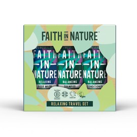 Faith in Nature 3 x 100 ml Lavender & Geranium, Vegan Hair and Body Care Gift Set | Travel Size Hair Shampoo, Conditioner & Body Wash Bath Sets | Gifts for Women and Men