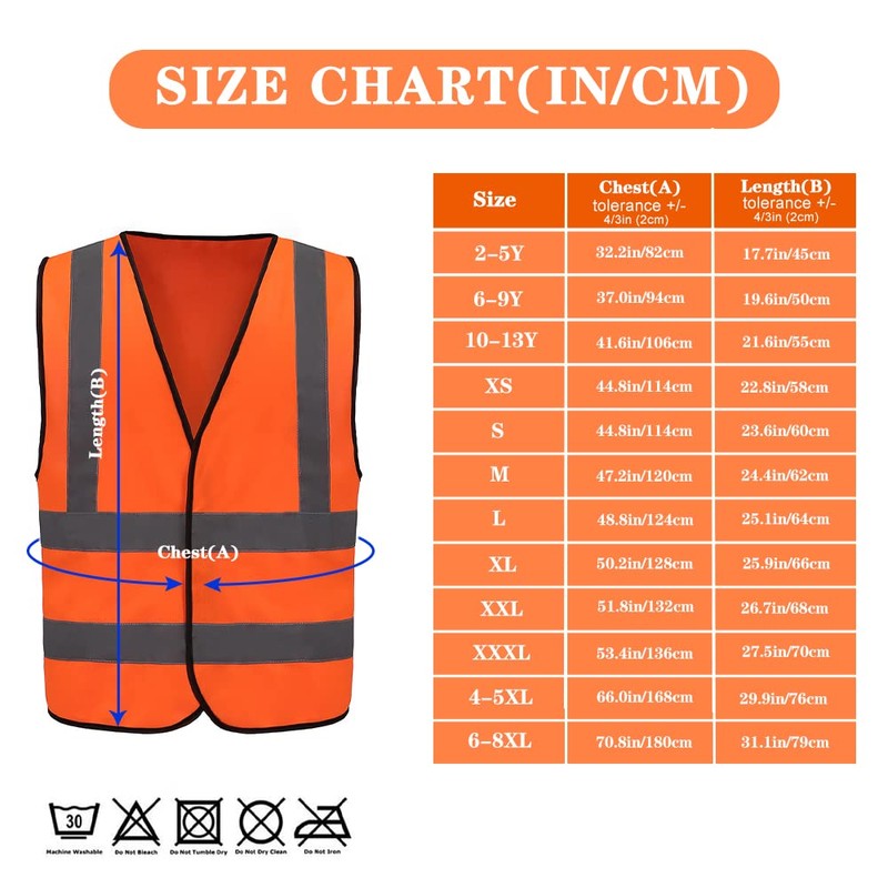 AYKRM hi vis vest orange (XS-8XL) (XX-Large, Orange)