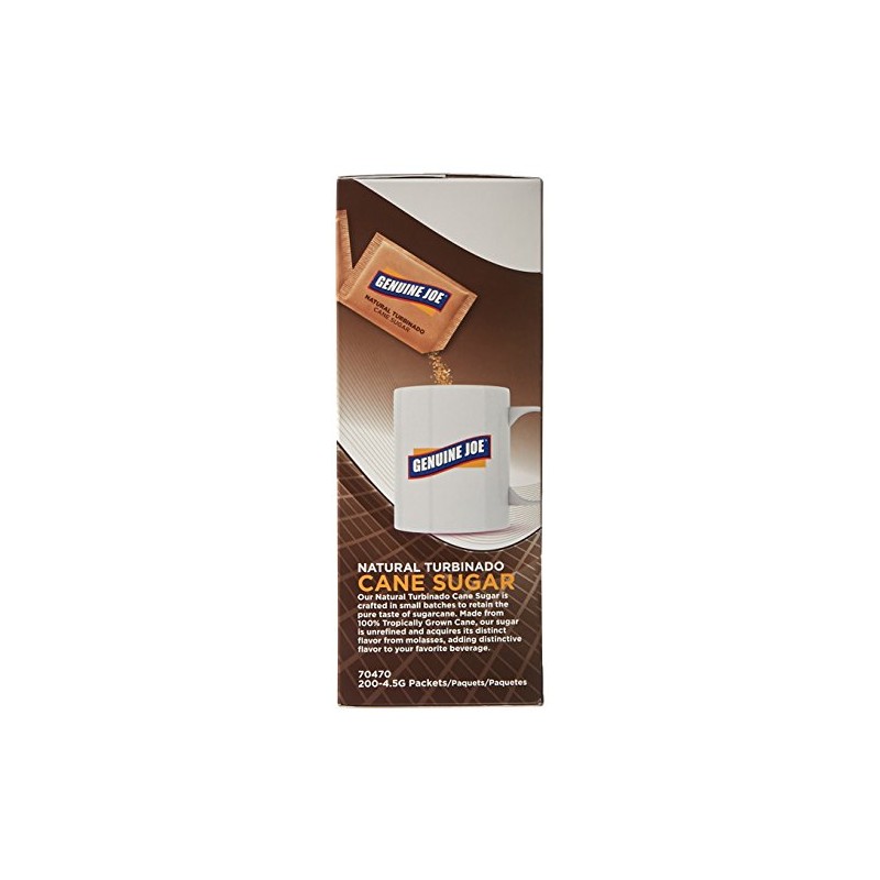 Genuine Joe Turbinado Natural Cane Sugar Packets (200 per Box)
