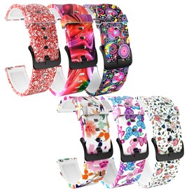 FitTurn Pattern Bands for Garmin Vivoactive 6/5/3/3 Music/Forerunner 165/165 Music/645/645 Music/245/245 Music/45/45s/35/55/158/Approach S50/S44/S40/S12/S42 Fitness Tracker Replacement Silicone Bracelet Watch Bands Sport Strap Wristbands (SixColors-A)