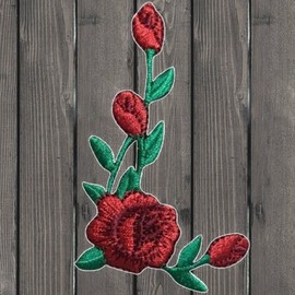 Paddys Patches Red Rose Embroidered Patch — Iron On