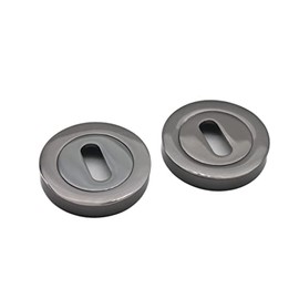 Oval Profile Round Concealed Escutcheon Keyhole Covers with Screws in Various Finishes (Black Nickel)