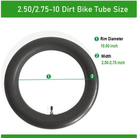 2-Pcs 2.50-10 Dirt Bike Tube 2.50-10 Tube 2.50/2.75-10 Straight Valve Stem Reinforced Thickness