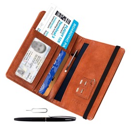 Passport Holder Cover Wallet - Rfid Blocking Leather Travel Accessories Card Case Document Organizer with Pen for Women Men(Brown)