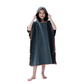 jooeer Surf Poncho Towel for Kids Microfibre Hooded Changing Beach Towel Dress for Boys Girls Pool Swimming Camping Travelling Bathing, Quick Dry, Lightweight, Navy Blue