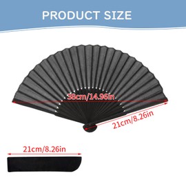 MAEXUS Black Folding Fan, Pack of 2 Compartments, Black Hand Fan, Foldable Fan, Small Hand Fan for Photography, Hand Fan for Ceremonies, Decorative Fans