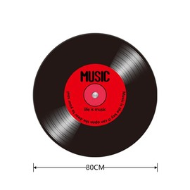 Aomesinc - Alfombra de vinilo con diseño de disco de vinilo de moda, alfombra redonda antideslizante (80 x 80 cm), estilo F)