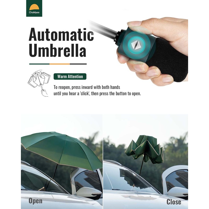 Chakipee Umbrella Windproof Strong Compact Automatic - Umbrellas for Men