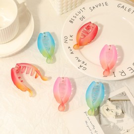 Banana Hair Claw Clips 3Pcs Colorful Hair Clips Matte Gradient Colors Acrylic Hair Barrette Fashion Non Slip Mixed Colors Banana Clips High Ponytail Hair Accessories for Women Party Hair Styling