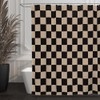 Tititex Aesthetic Checkerboard Grid Pattern 140gsm Faux Linen Fabric Shower