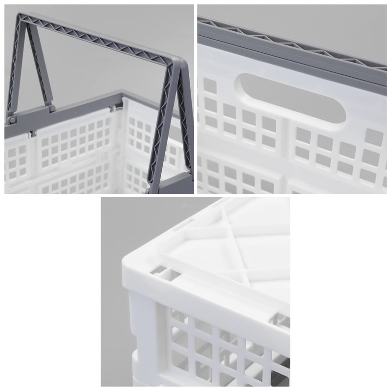 Vcansay 16 L Collapsible Plastic Storage Crates with Handles, Foldable
