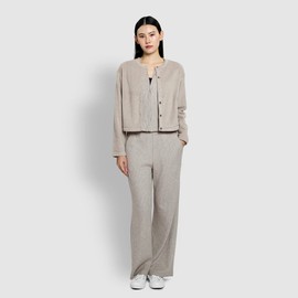 JAJU [JAJU/자주] 여 코지 플리스 라운지 가디건_멜란지베이지 [JAJU] Women's Cozy Fleece Lounge Cardigan_Melange Beige