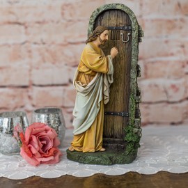 Jesus Knocking at Door Renaissance Collection 12 Inch Resin Stone Statue Figurine