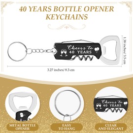 30 Set 40th Birthday Party Favors for Guests Bottle Opener Keychains Bulk Thank You Cards with Organza Gift Bags for Birthday Anniversary Souvenirs, Cheers to 40 Years