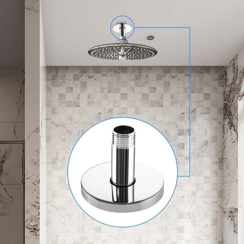 Straight Shower Arm with Flange, Ceiling Mount 3 Inches Rain