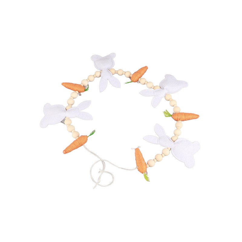 Easter Bunny Carrot Wreath Decor Spring Garland for Home Party