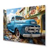 DesignQ Blue Modern Metal wall art, Pickup Truck Metal wall