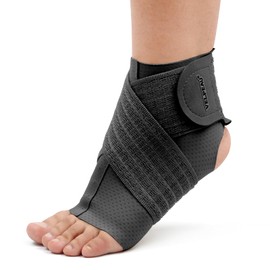 Velpeau Foot & Ankle Support Brace Compression Sleeve with Adjustable Strap, Elastic Wrap for Plantar Fasciitis, Achilles Tendonitis, Sprained, Sports Bandage Sock for Men Women(Single, Black, Reg)