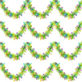 4 cuerdas en total de 26.3 pies de guirnaldas de oropel de Pascua, cada guirnalda colorida de flecos de 6.6 pies con huevos colgantes con serpentinas con purpurina para el día de Pascua, fiestas
