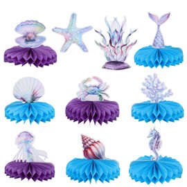 lasuroa 10stk Meerjungfrau-Partydekorationen, 3D-Waben-Geburtstagsdekorationen für Unterwasserpartys Babyparty-Zubehör Tischdekorationen mit Meerjungfrauenmotiv für Kinder
