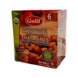 Galil Organic Roasted Chestnuts - Gluten Free, Shelled and Ready to Eat - 6 x 100g (600 grams)