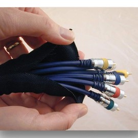 1" Snakeskin Cable Management Kit - Black with 8 feet of Cable Cover, 3 Reusable Cable Straps, 3 Strap mounts with Adhesive Pads and 3 Fastening Screws