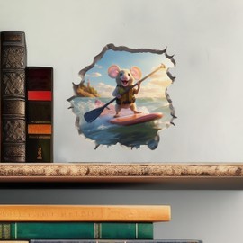Stand-Up Paddleboard in Mouse Hole Decal - Mouse Hole 3D Wall Sticker